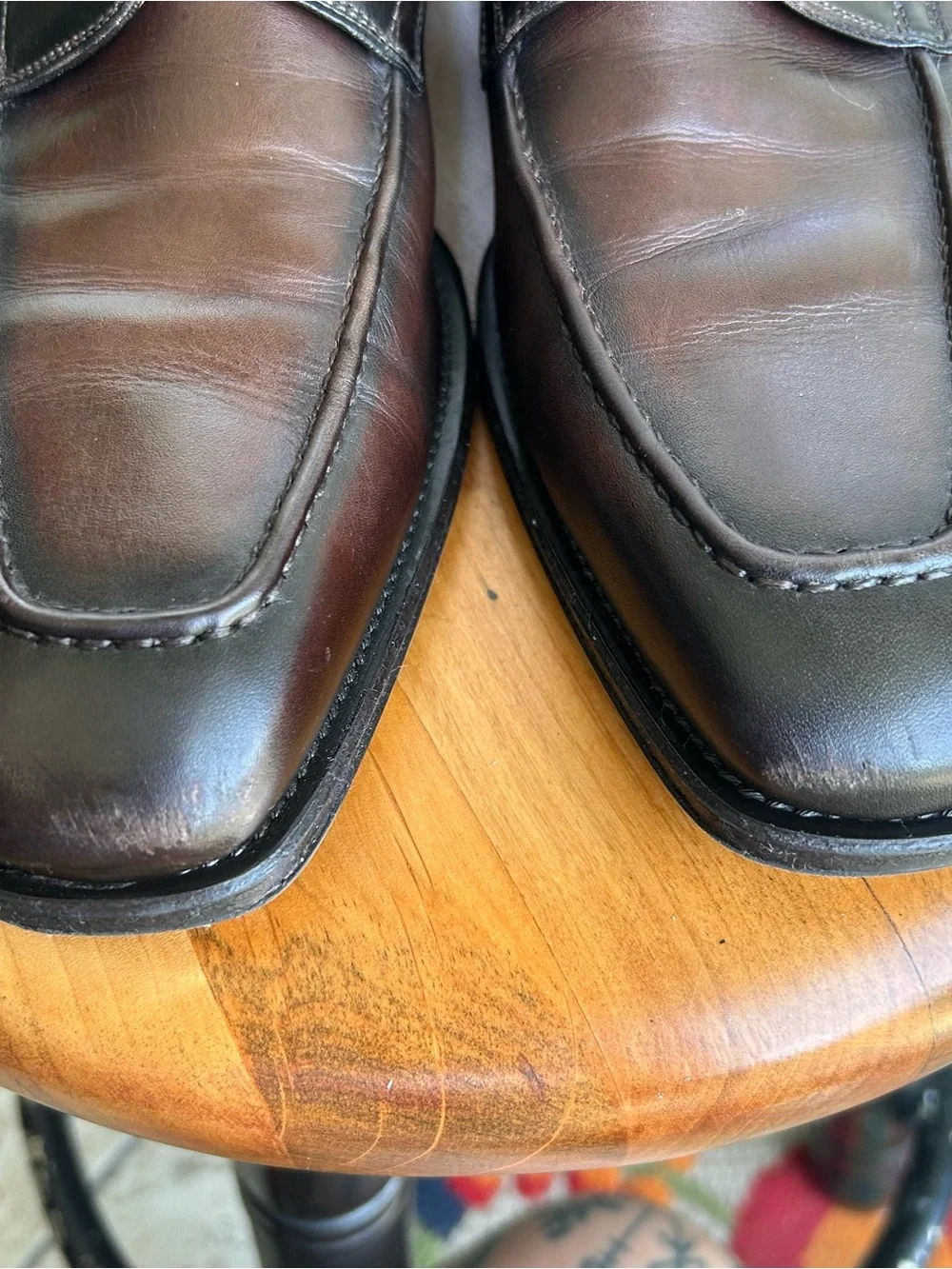 Magnanni Brown Leather Derby Dress Shoes Square Toe Lace Up Made in Spain 9.5